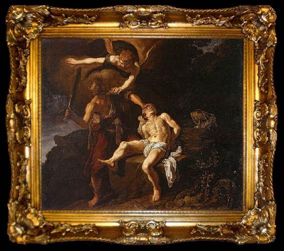 framed  Pieter Lastman The Angel of the Lord Preventing Abraham from Sacrificing his Son Isaac, ta009-2
